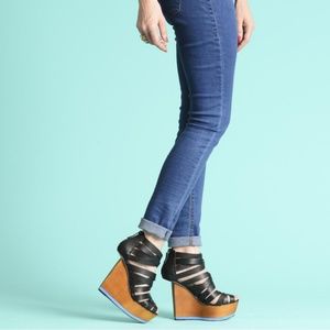 NIB  FINSK leather platform wedges. Rare find